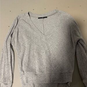 White House Black Market Light Gray V-Neck Sweater